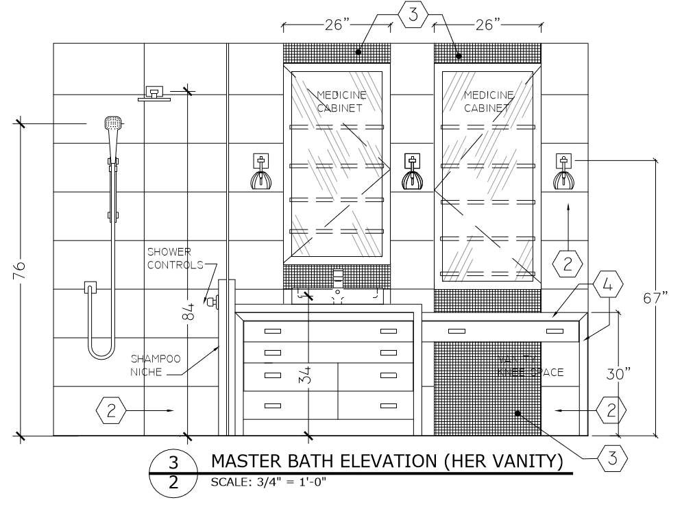 Master Bath Elevation Plan showing a Vanity