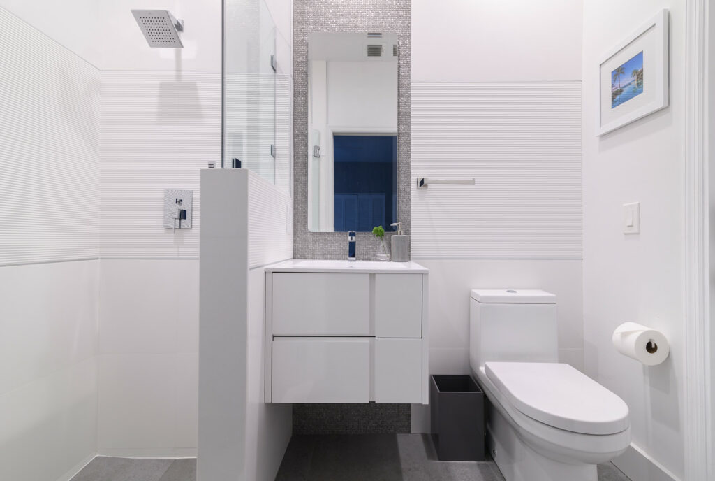 Small Bathroom Remodel - white vanity